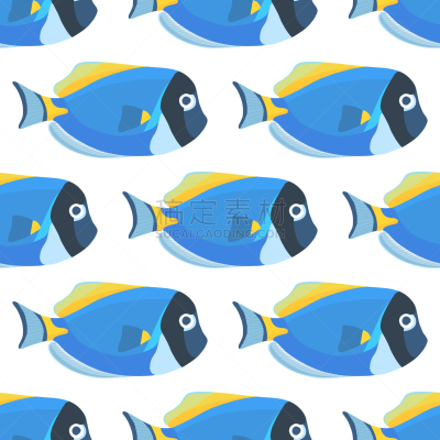 颊纹鼻鱼,Blue Tang Fish,粉末状雪,四方连续纹样,水下,黄色,白色,紫色,蓝色,式样
