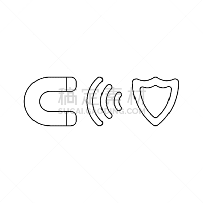 磁铁,图标,盾,概念,安全,电磁的,技术,设备用品,证章,波浪