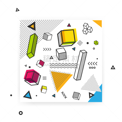 几何形状,多色的,插画,波普风,背景聚焦,请柬,图像,矢量,市场营销,Neopolitan獒