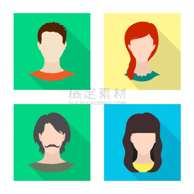 人造模特,头像,图标集,专业人员,肖像,女人,头发,发型,阴影,设计