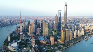 无人机拍摄 上海天际线 鸟瞰