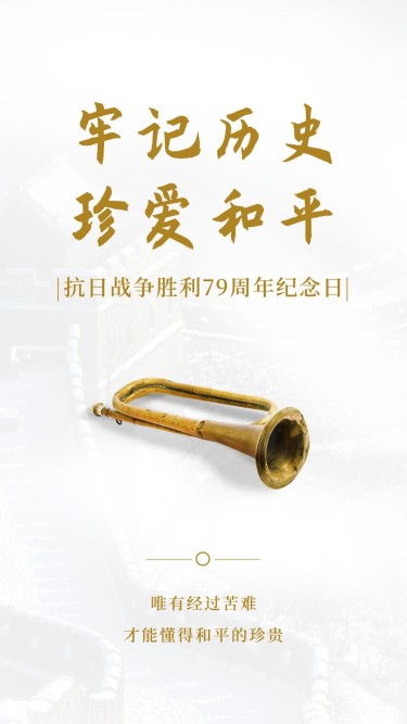 抗日战争胜利周年纪念日政务感手机海报