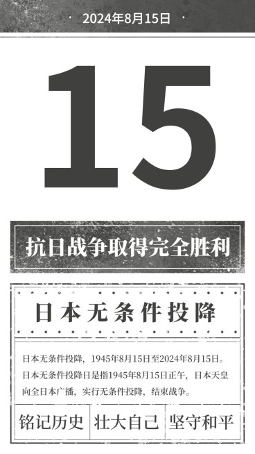 日本无条件投降日节日科普排版手机海报预览效果