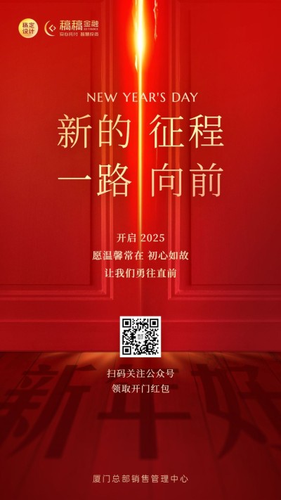 新年金融保险节日祝福喜庆手机海报