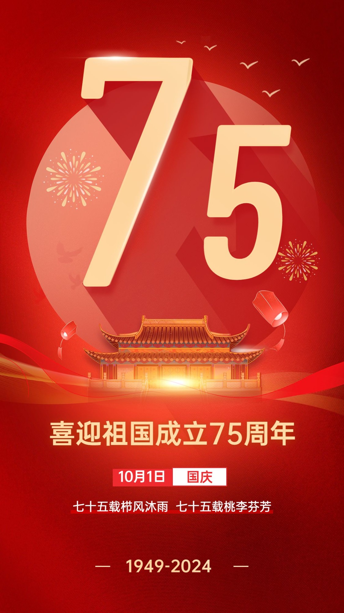 点击进入编辑 国庆节节日祝福手机海报预览效果