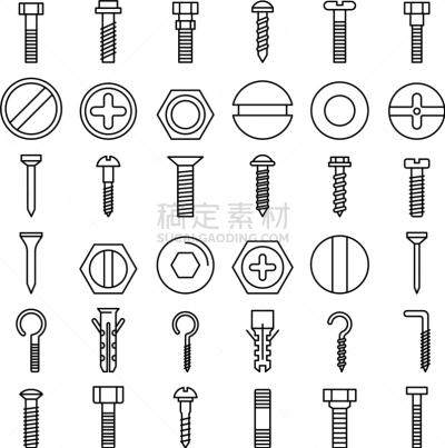 轮廓,螺丝,螺钉,计算机图标,高雅,不锈钢,铬合金,直的,建筑业,布置