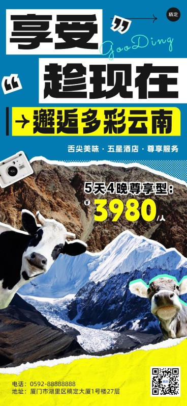 旅游出行旅游线路营销全屏竖版海报预览效果