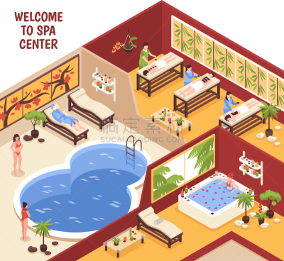isometric spa center background
