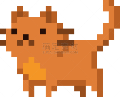 可爱的,像素画,宠物,小猫,家畜,动物,毛绒绒,日本,坐,剪影