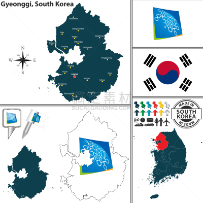 韩国,查济,非都市风光,龙仁市,形状,国内著名景点,职权,图像,矢量