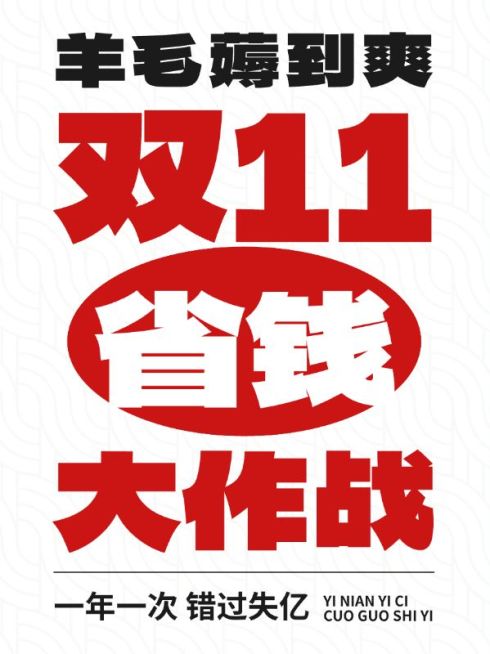 双十一双十二促销大字海报小红书封面预览效果