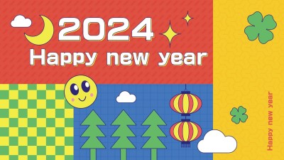 可爱兔子新年元旦电脑桌面壁纸