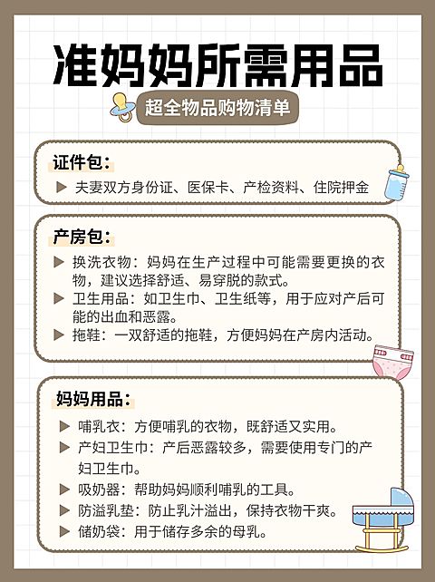 母婴孕产待产包清单科普小红书配图