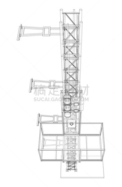 轮廓,矢量,提举,无线电通信塔,篮子,空的,垂直画幅,大桶,蓝图,技术
