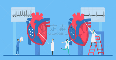 心动过速,矢量,绘画插图,心脏病,小的,扁平化设计,问题,心脏病专家,奇异的