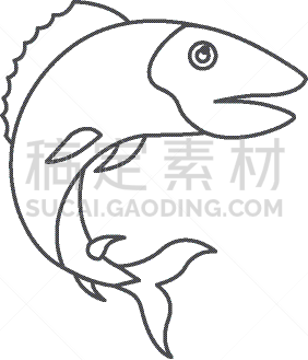 草图,鳟鱼,水下,巨大的,自然,野生动物,图像,矢量,动物,剪影