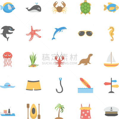 海洋,海洋生命,图像,矢量,海牛,海豹,海豚,鲸,海马,爬
