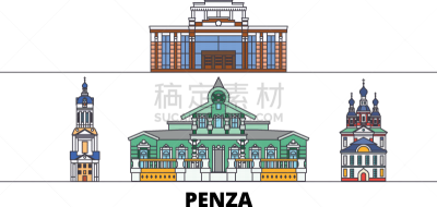 俄罗斯,奔萨,国际著名景点,公寓,地形,轮廓,白色,黑色,直的,概念