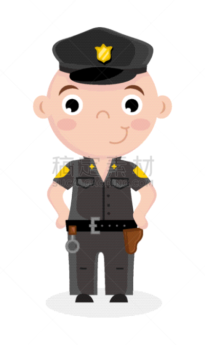 男孩,制服,警官,分离着色,图像,小的,矢量,儿童,情感,微笑