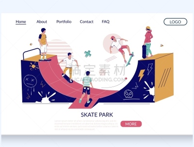 滑板公园,书页,矢量,门厅,模板,设计