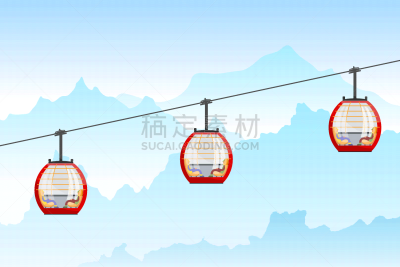 客舱,绘画插图,自然,缆车,矢量,山,卡通,彩色图片,背景,明亮