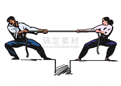 绳子,男人,女人,公亩,分离着色,商务,人,拉,拔河