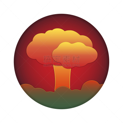 城市,蘑菇云,核辐射,云,绘画插图
