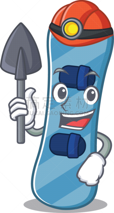 cool clever miner snowboard cartoon character