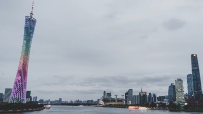 T/L WS PAN广州市中心，日夜过渡/中国广东