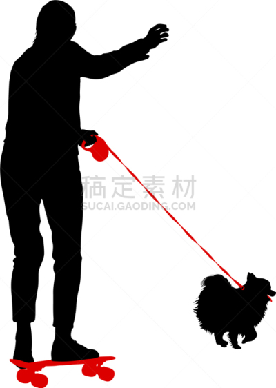 狗,女人,白色背景,纯种犬,梗犬,动物,斯班尼犬,剪影,坐,训练