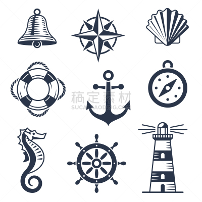 船,海洋,符号,旅途,浮标,古董,设备用品,贝壳,布置,剪影