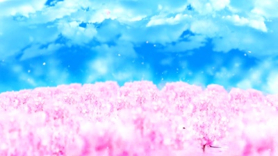 春季森林景观插图，抽象自然背景，樱花环动画，