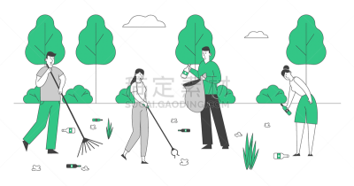 环境,垃圾,线条画,绘画插图,城市,男人,概念,志愿者,矢量,居住区