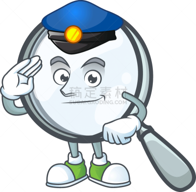 警官,放大镜,动画片,可爱的,好奇心,侦探,面部表情,设计,渴望,搜寻
