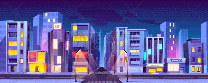 十字路口,夜晚,城市,暗色,波兰,路口,公路,多车道公路,现代,色彩鲜艳
