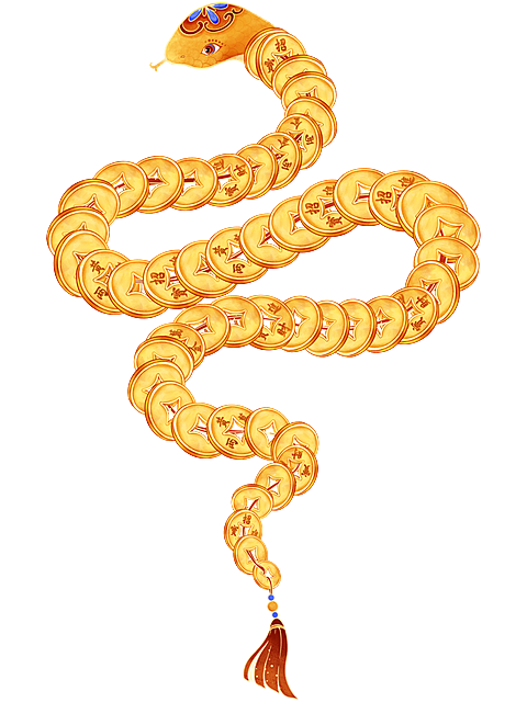 蛇年春节插画金钱蛇元素