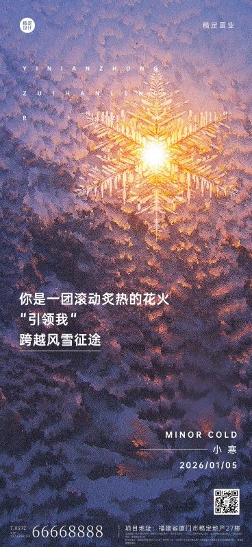 小寒房地产祝福营销简约海报预览效果