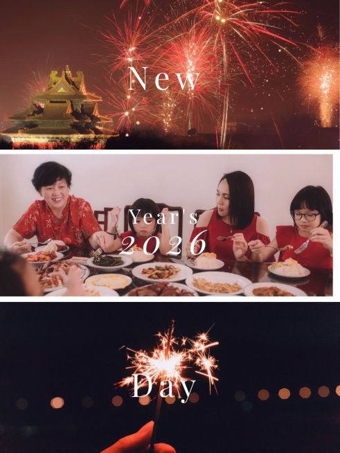 春节晒图春节祝福新年祝福跨年朋友圈拼图创意晒照三格图plog小红书配图预览效果