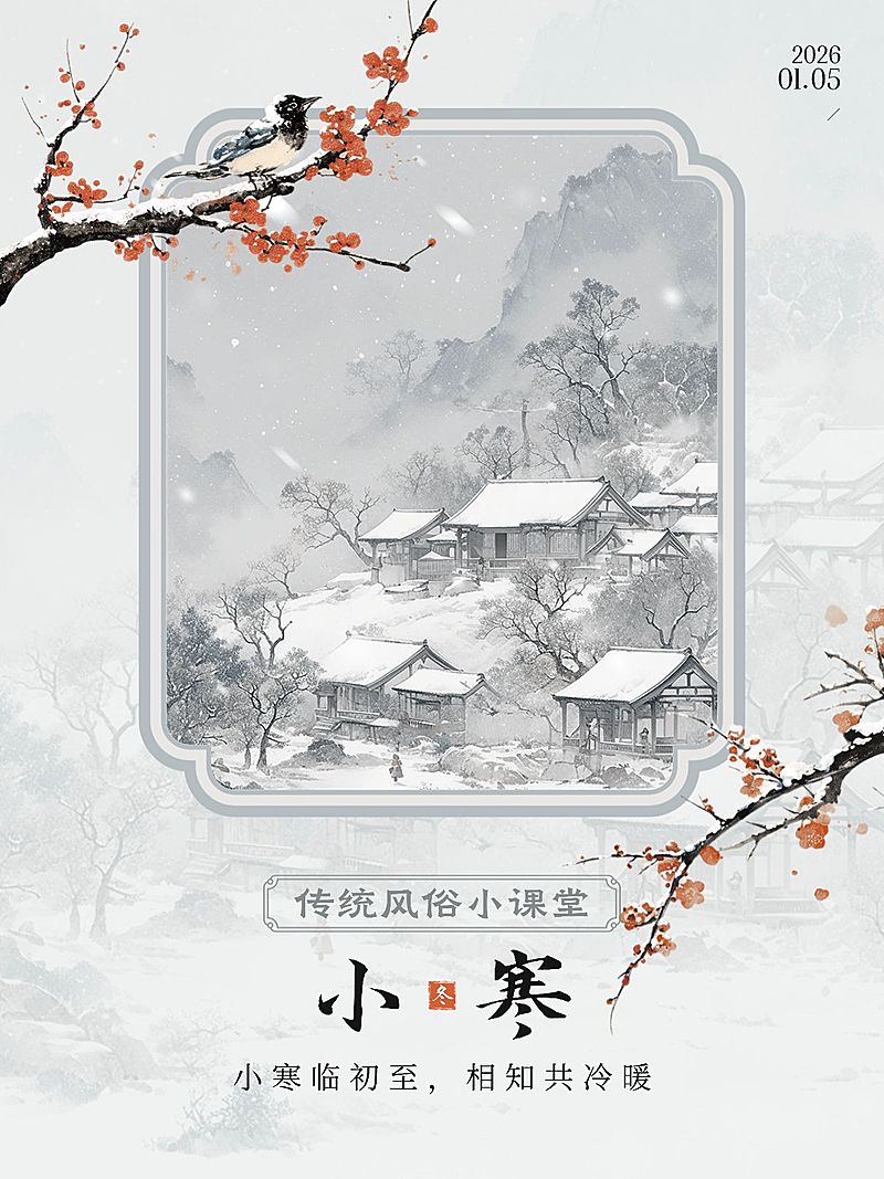 小寒节气科普套装小红书封面aigc