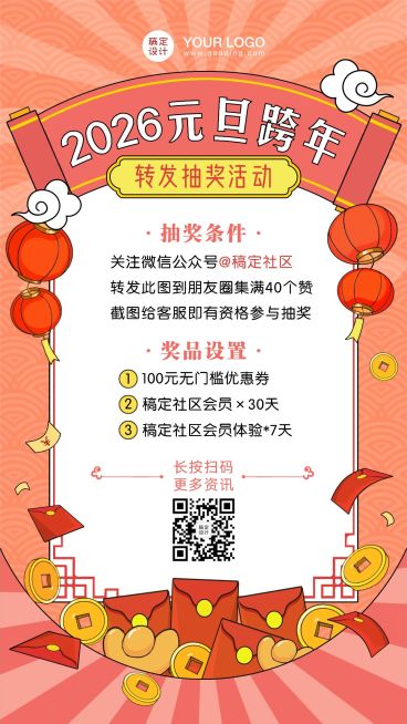 元旦新年跨年活动手机海报预览效果