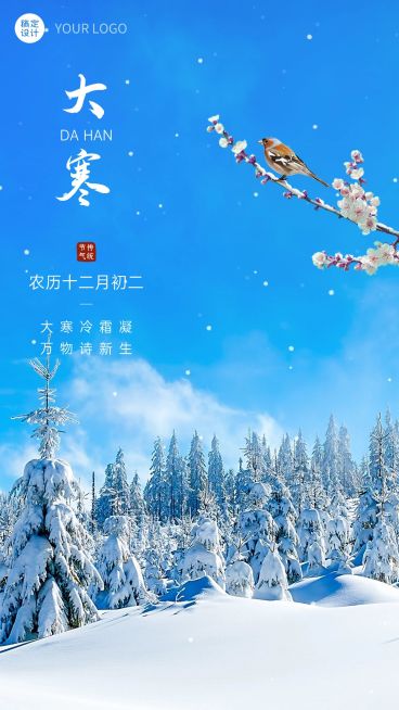 大寒节气祝福合成手机海报预览效果
