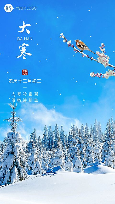大寒节气祝福合成手机海报