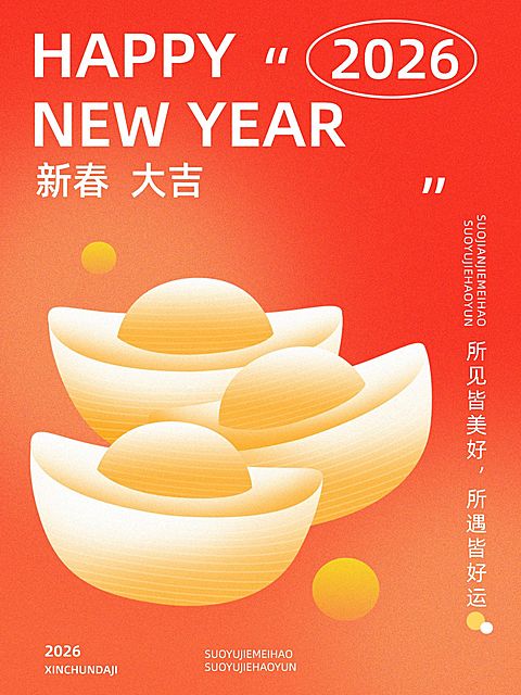 春节新年祝福喜庆扁平风套系小红书配图