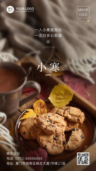小寒节气祝福冬日手机海报预览效果