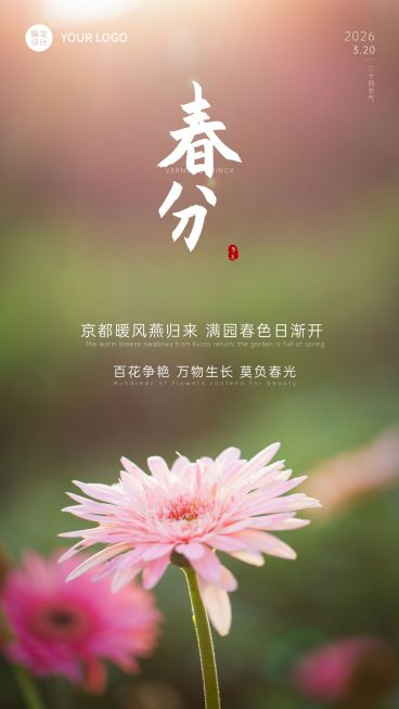 春分金融保险节气祝福实景海报预览效果