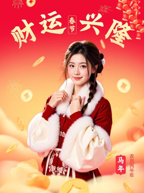 春节招财财运写真AIGC小红书配图预览效果