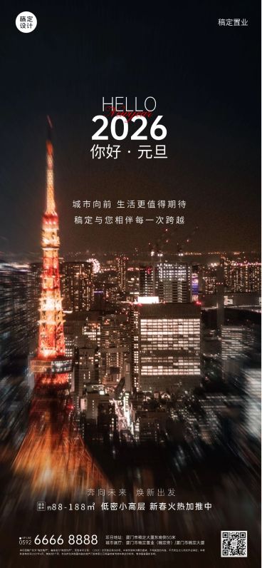 元旦房地产节日营销实景竖版海报预览效果