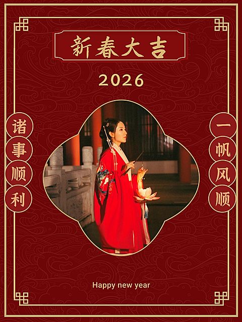 春节除夕祝福中国风小红书配图
