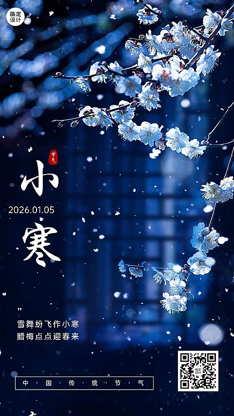 小寒节气祝福手机海报