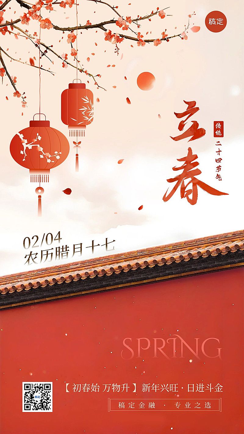 立春金融节气祝福春节喜庆手机海报AIGC